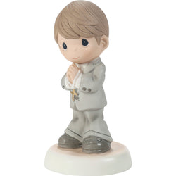 My First Communion Brunette Boy Figurine - Country N More Gifts