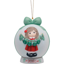 2025 Dated Girl Ornament - Deck The Halls Dated Girl Ball Ornament - Country N More Gifts