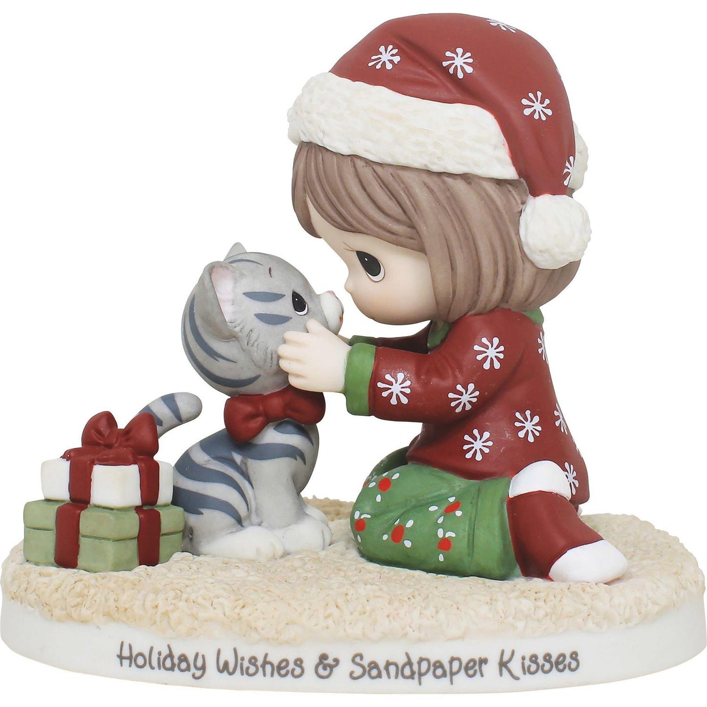Holiday Wishes and Sandpaper Kisses - Girl With Cat Figurine - Country N More Gifts