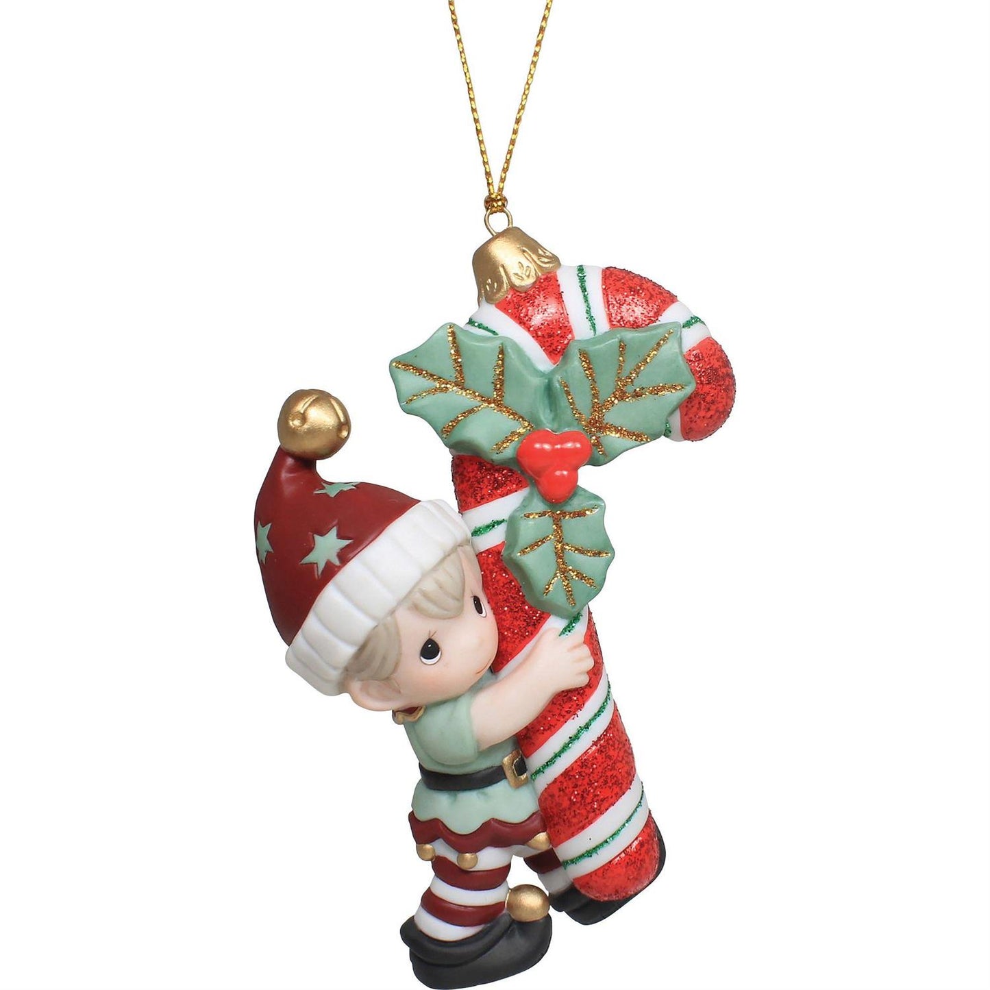 Making Christmas Sweet - Elf Carrying Candy Cane Hanging Ornament - Country N More Gifts