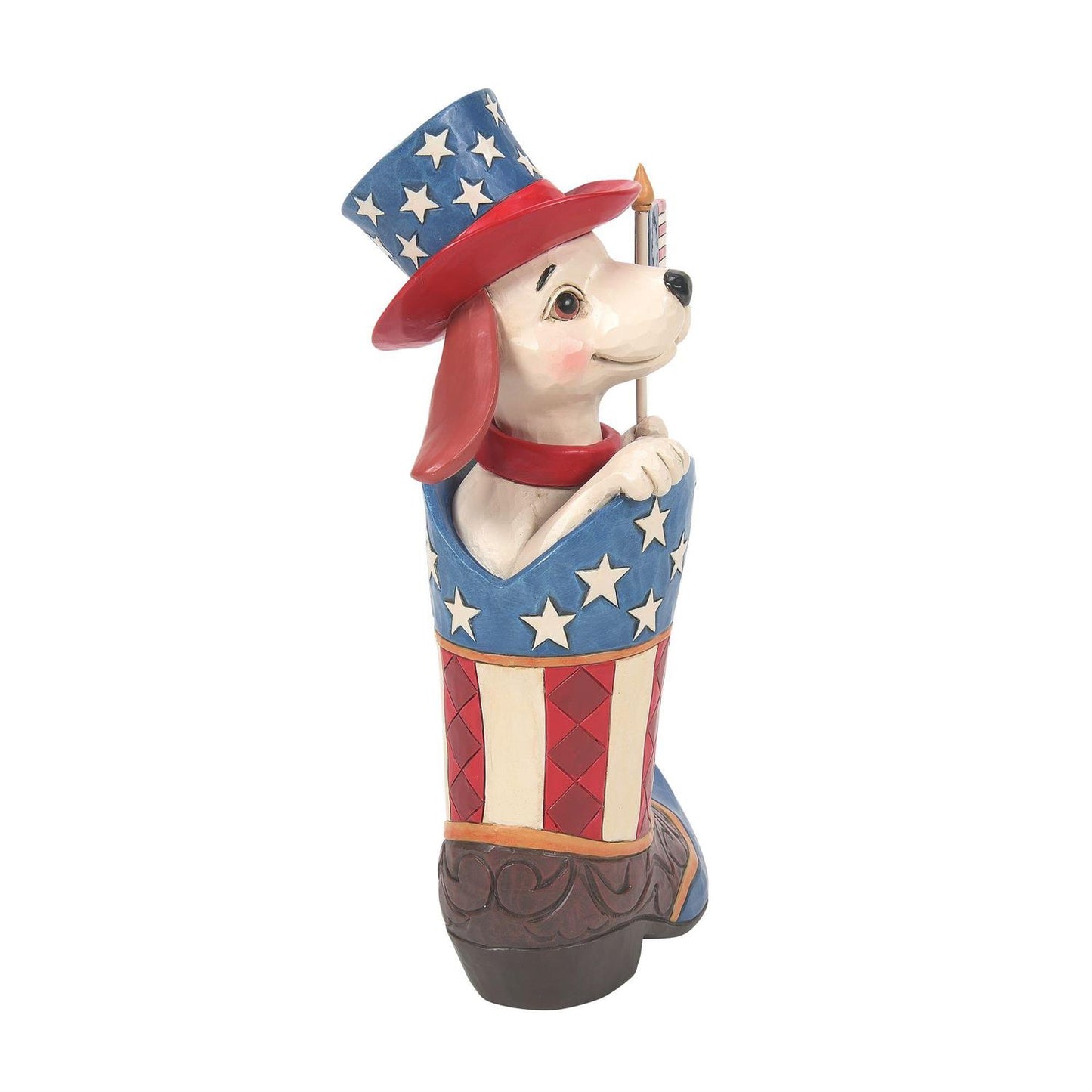Star Spangled Style - Boot with Dog Holding Flag Fig - Country N More Gifts