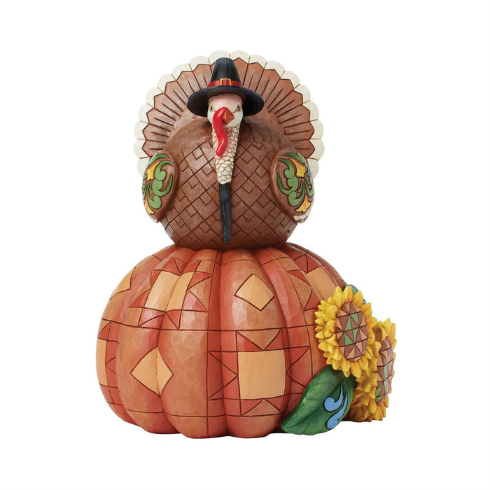 Gobble Greetings - Turkey Pumpkin Sunflower Figurine