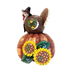 FBA - Gobble Greetings - Turkey Pumpkin Sunflower Figurine - Country N More Gifts