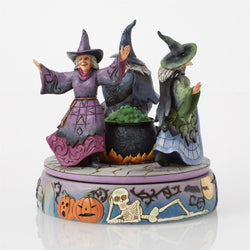 FBA - A-Haunting We Will Go - Witches Rotating Cauldron Figurine - Country N More Gifts