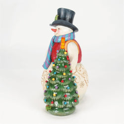 FBA - All is Merry and Bright - Snowman With Vintage LED Tree - Country N More Gifts