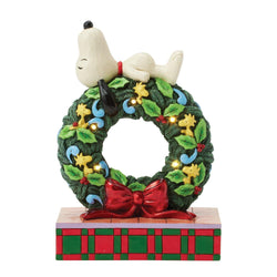 Happy Holiday Dreams - Snoopy Sleeping on LED Wreath - Country N More Gifts