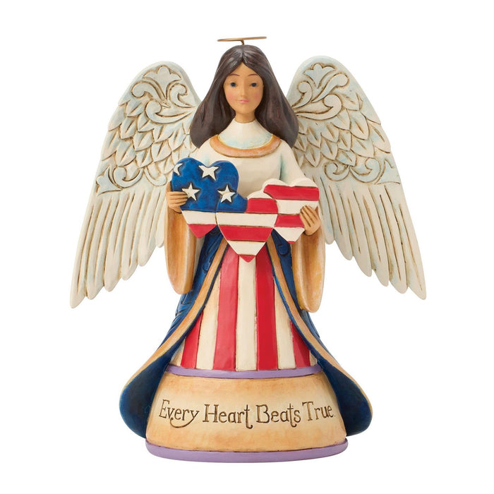 Every Heart Beats True - Patriotic Angel with Heart Figurine