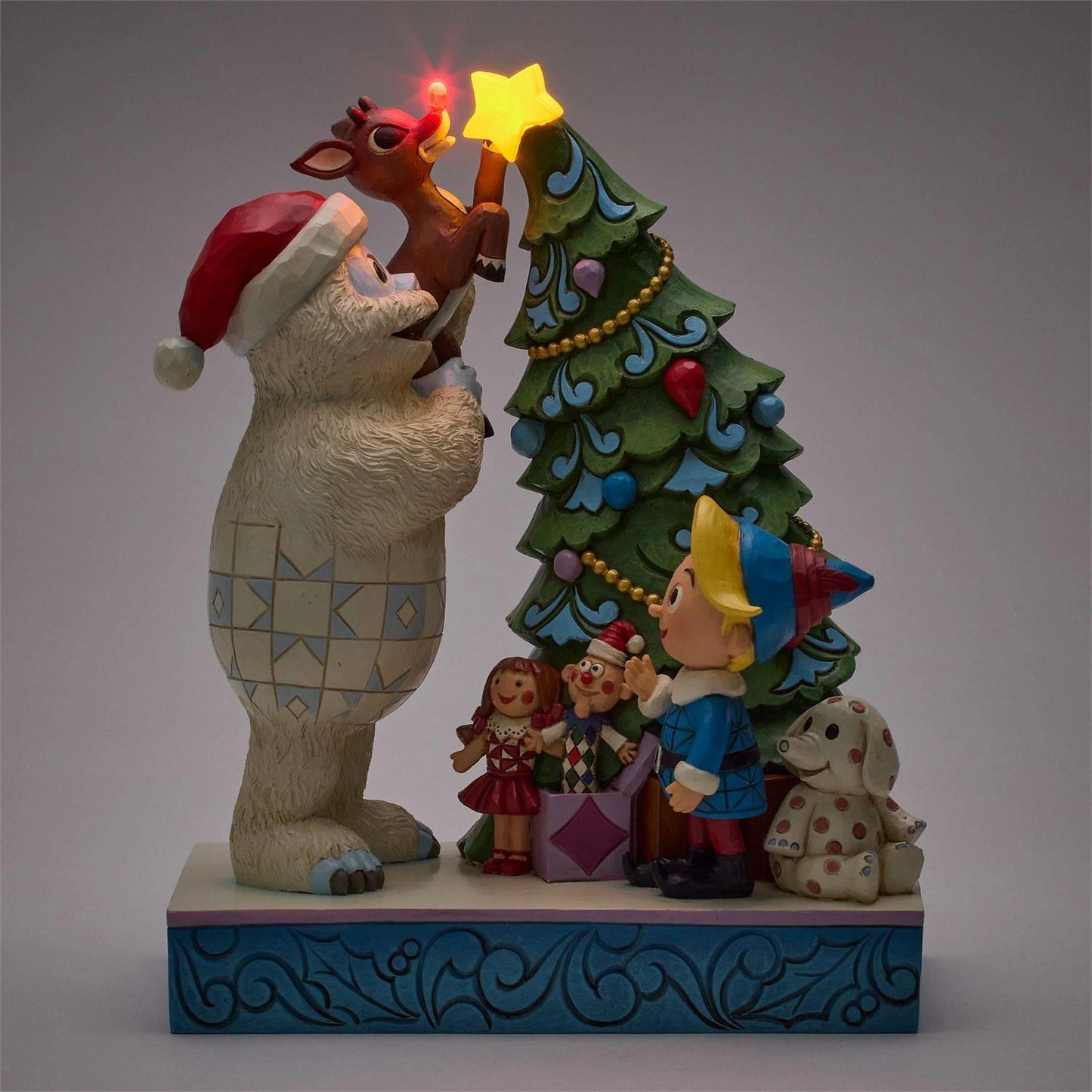 Bumble Holding Rudolph by Tree - Country N More Gifts