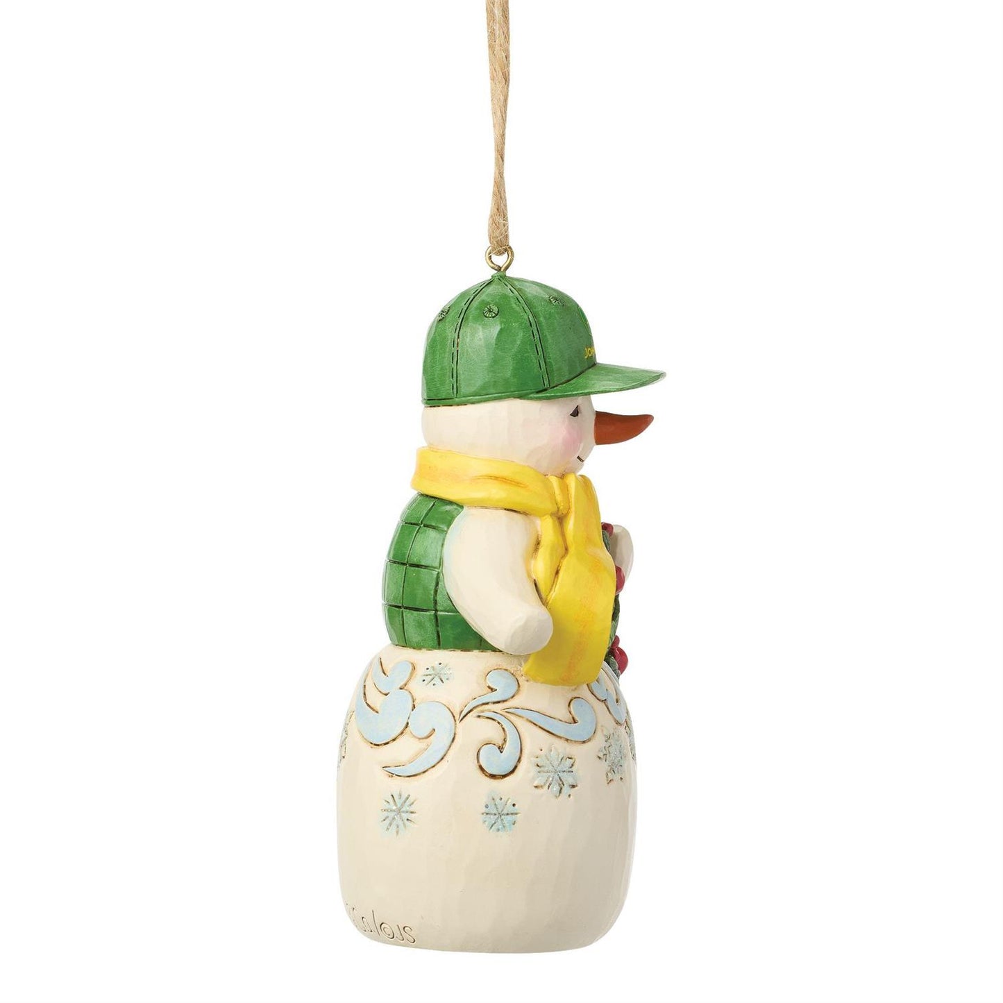 Snowman in John Deere Hat Hanging Ornament - Country N More Gifts