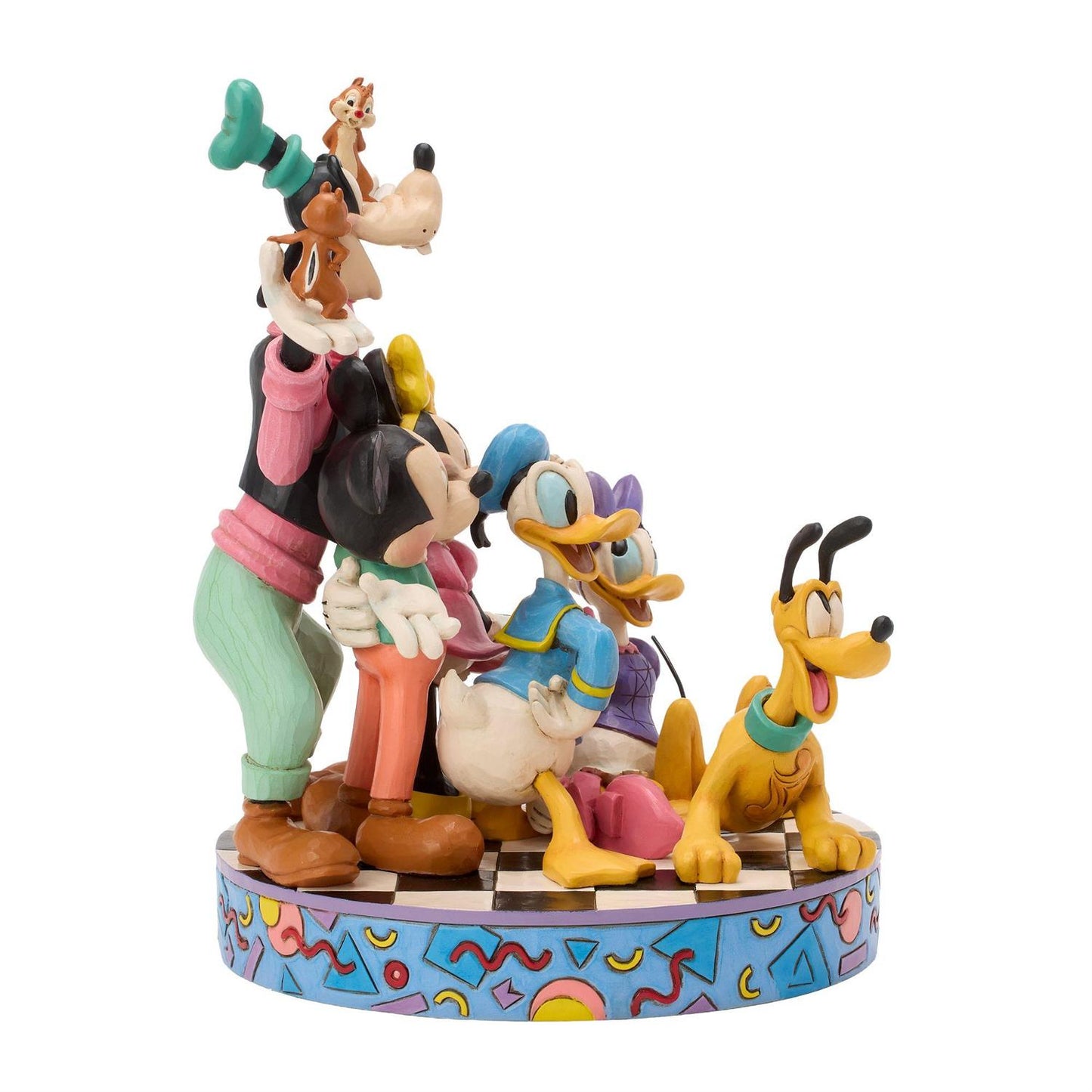 Mickey, Donald, Minnie, Daisy, Pluto, Goofy, Chip and Dale in a 90's Retro Inspired Scene