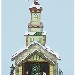 Musical 15" LED Church With Santa Sleigh  - Country N More Gifts