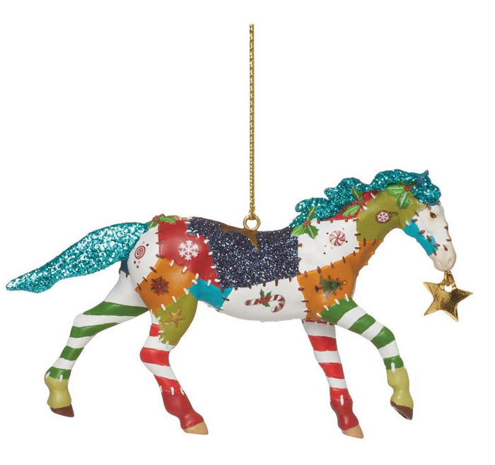 Holiday Patchwork Pony Orn