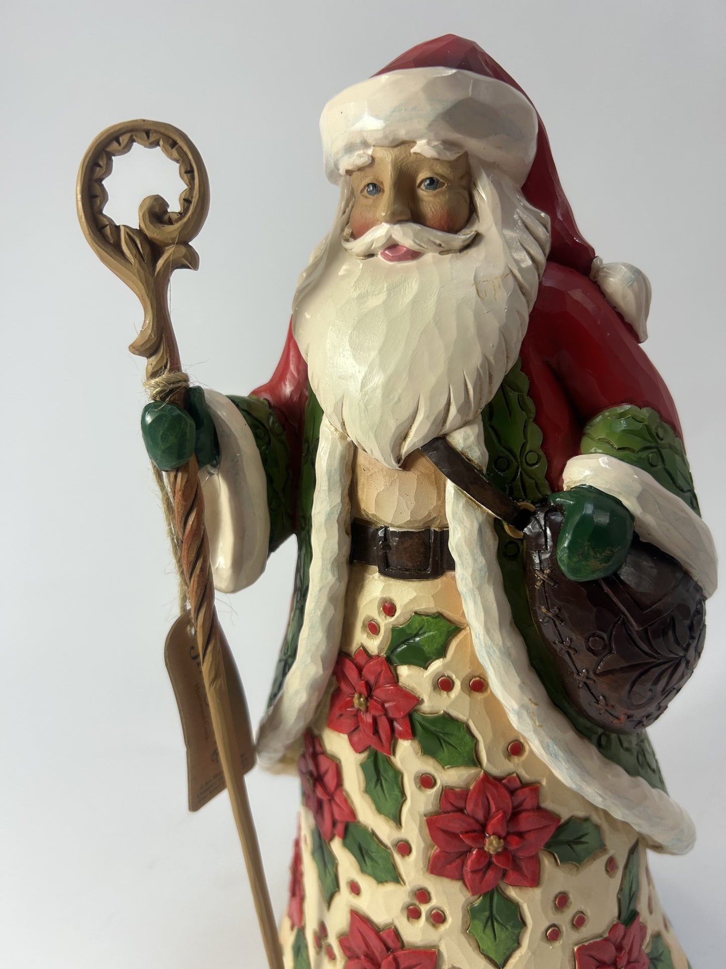 DAMAGED - Beautiful Christmas - Santa With Poinsettia - Country N More Gifts