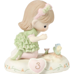 03 Age Three Brunette - Girl With Flowers Age 3  - Country N More Gifts