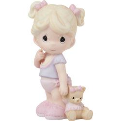 Tickled Pink - Girl with Teddy Bear Figurine  - Country N More Gifts