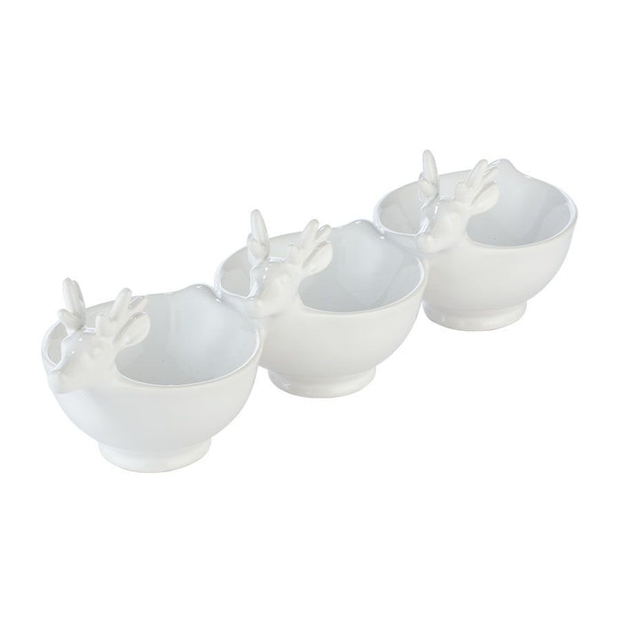 White Deer Divided Bowl
