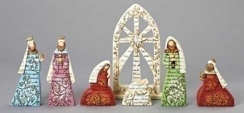 Nativity 7 Piece Wordscript Set - Country N More Gifts