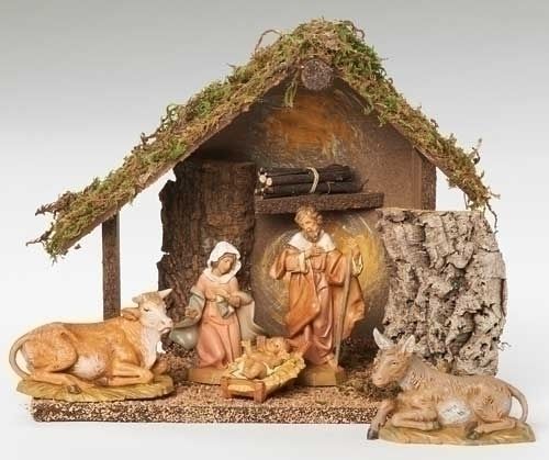 Italian Nativity Stable Including 5 Piece Figurine SET - Country N More Gifts