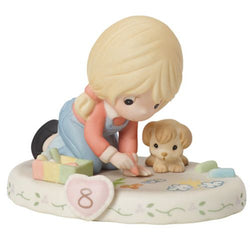 08 Age Eight Blonde - Girl With Puppy And Sidewalk Chalk Age 8  - Country N More Gifts