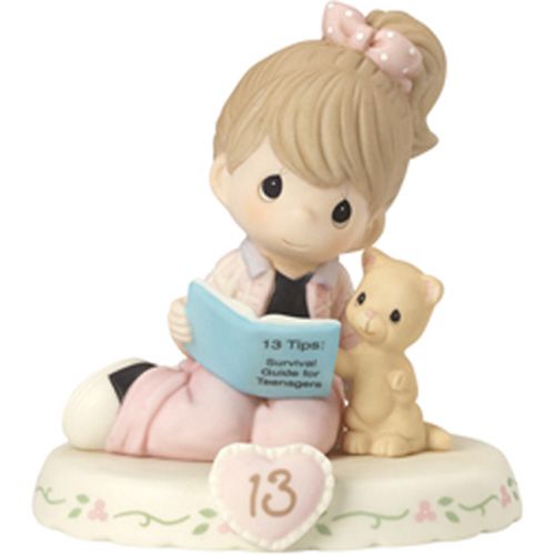13 Age Thirteen Brunette - Girl With Kitten Reading Teenage Survival Guide