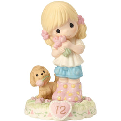 12 Age Twelve Blonde - Girl With Puppy And Flowers  - Country N More Gifts