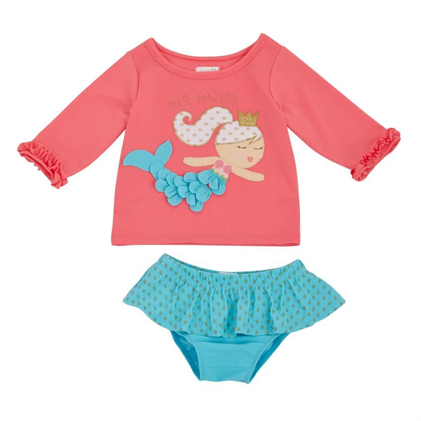 Mermaid Rash Guard & Bikini Set | Girls' Swimsuit | 2T-5T - Country N More Gifts