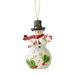 Snowman With Candy Cane HO  - Country N More Gifts