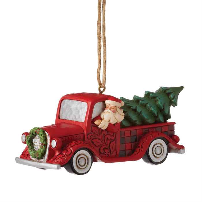 Highland Glen - Santa Plaid Red Truck Orn