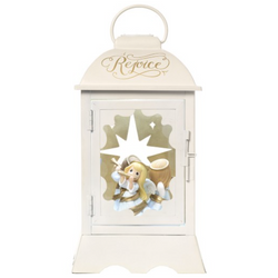 Angelic Lantern - Lighted Musical Lantern, Resin Metal  - Country N More Gifts