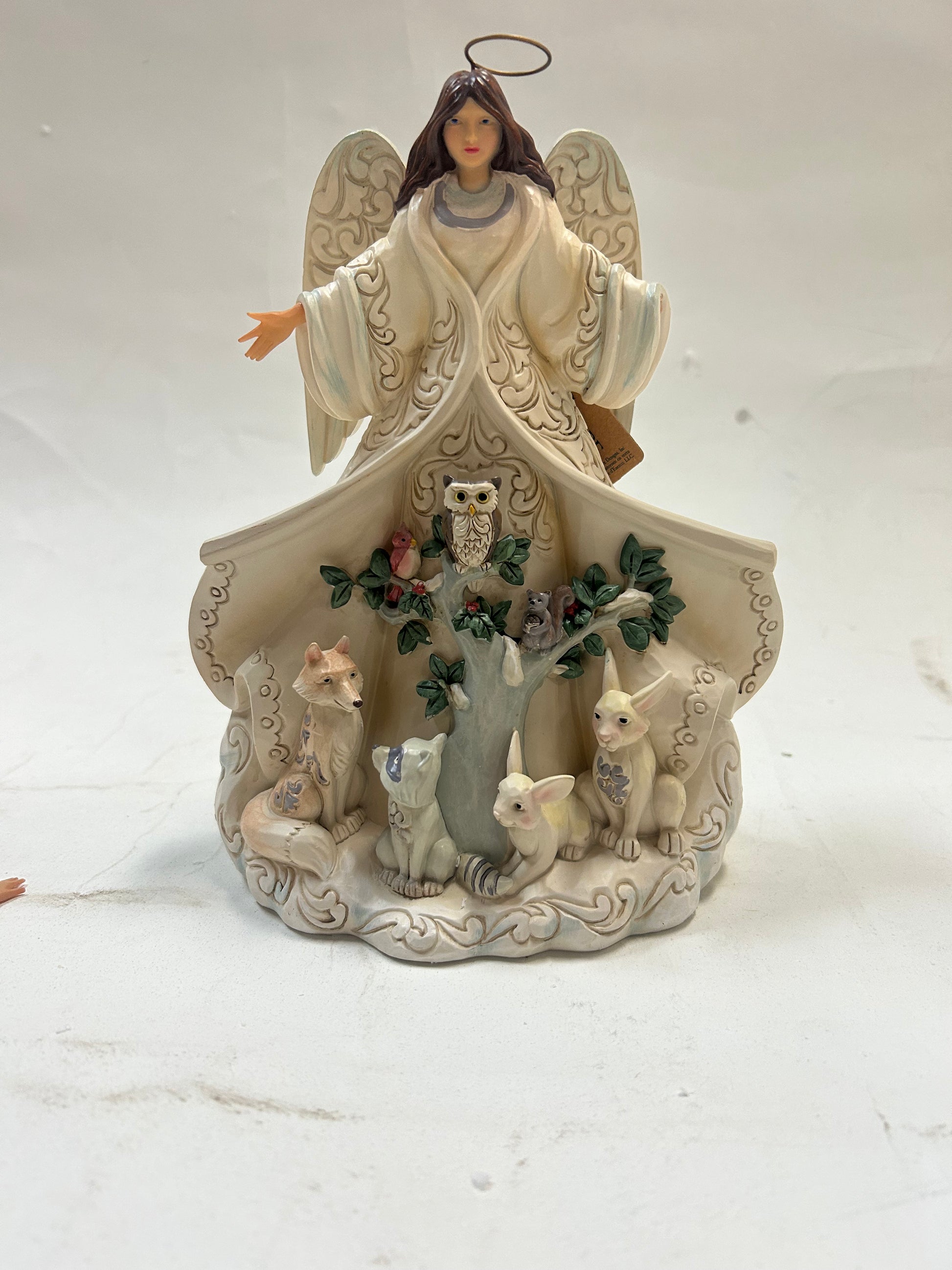 CLEARANCE - Winter Welcome, One and All - White Woodland Angel with Coat - Country N More Gifts