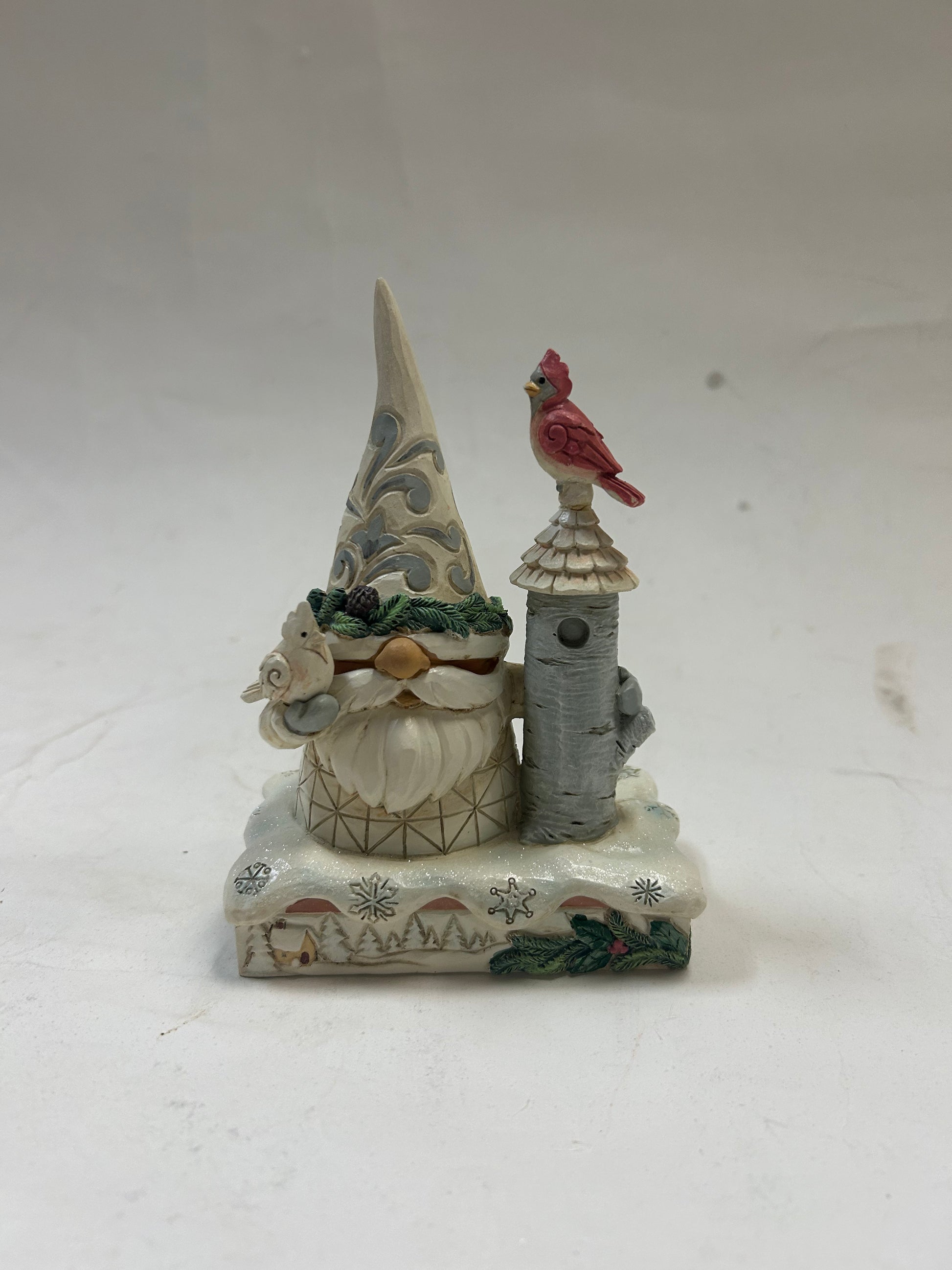 DAMAGED - Holiday Guests - Woodland Gnome with Birdhouse Figurine - Country N More Gifts