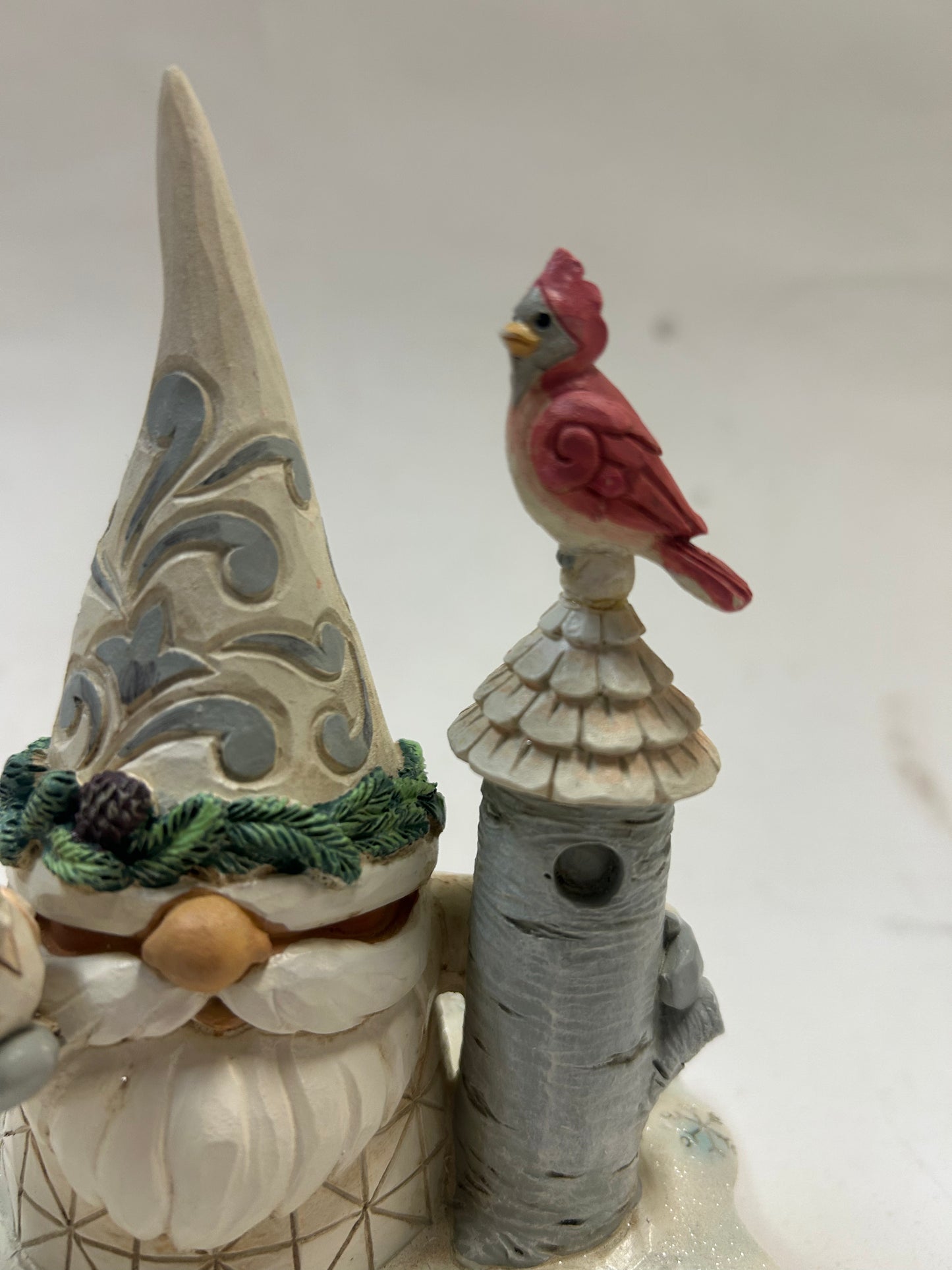 DAMAGED - Holiday Guests - Woodland Gnome with Birdhouse Figurine - Country N More Gifts