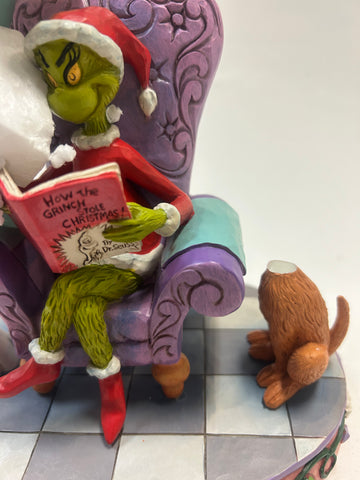 DAMAGED - Grinch in Chair with Lamp - Country N More Gifts