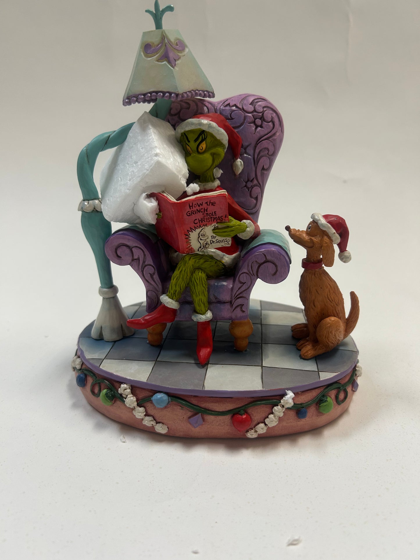 DAMAGED - Grinch in Chair with Lamp - Country N More Gifts