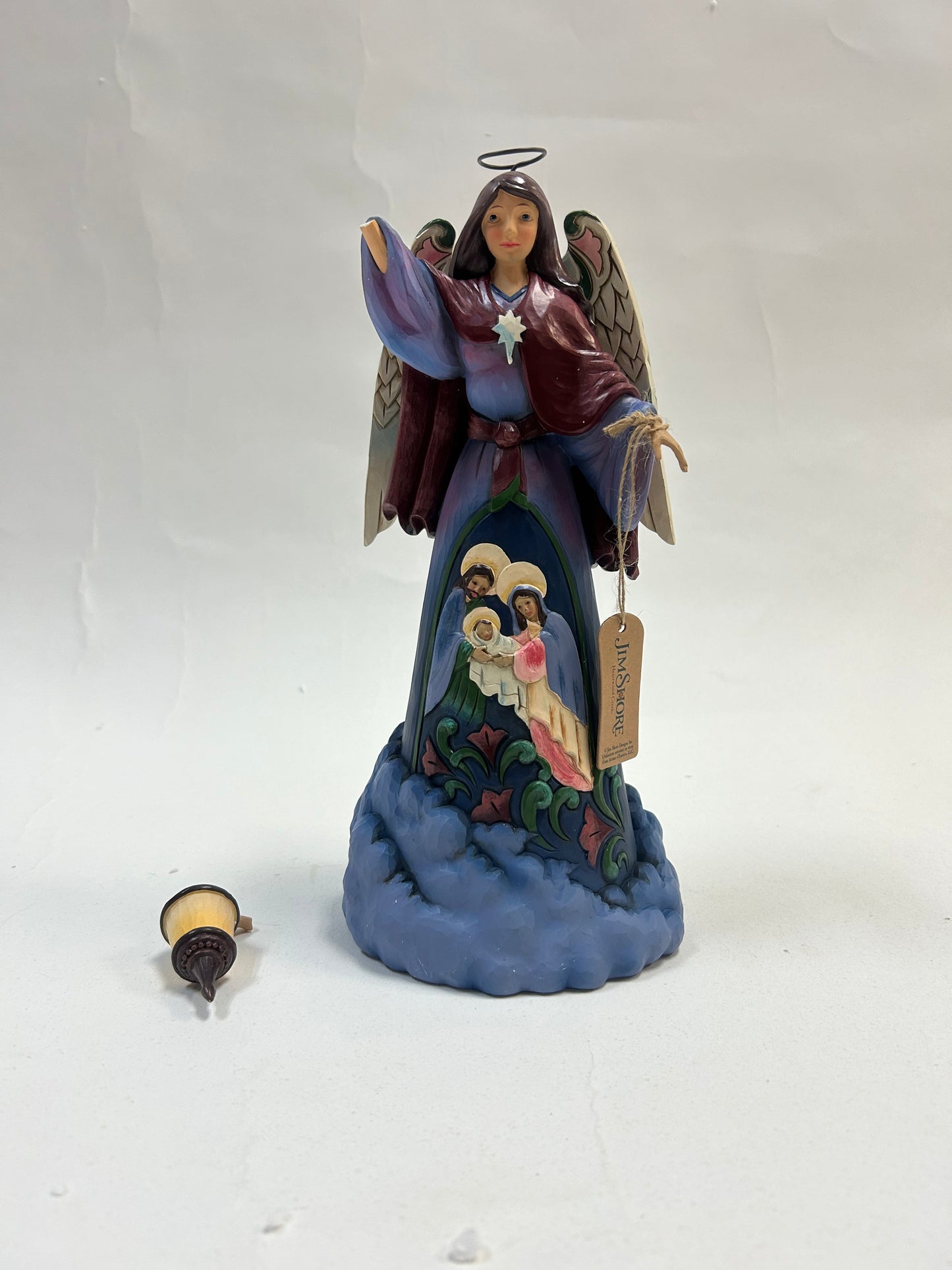 DAMAGED - He Is The Light Of The World - Nativity Angel Holding Lantern - Country N More Gifts