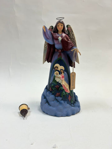 DAMAGED - He Is The Light Of The World - Nativity Angel Holding Lantern - Country N More Gifts