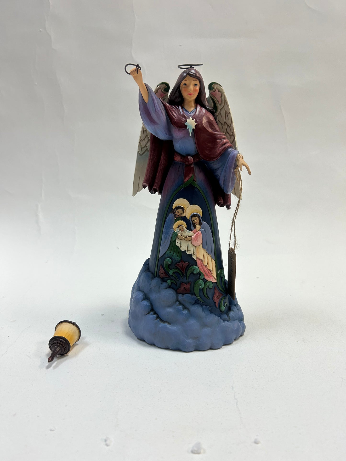DAMAGED - He Is The Light Of The World - Nativity Angel Holding Lantern - Country N More Gifts