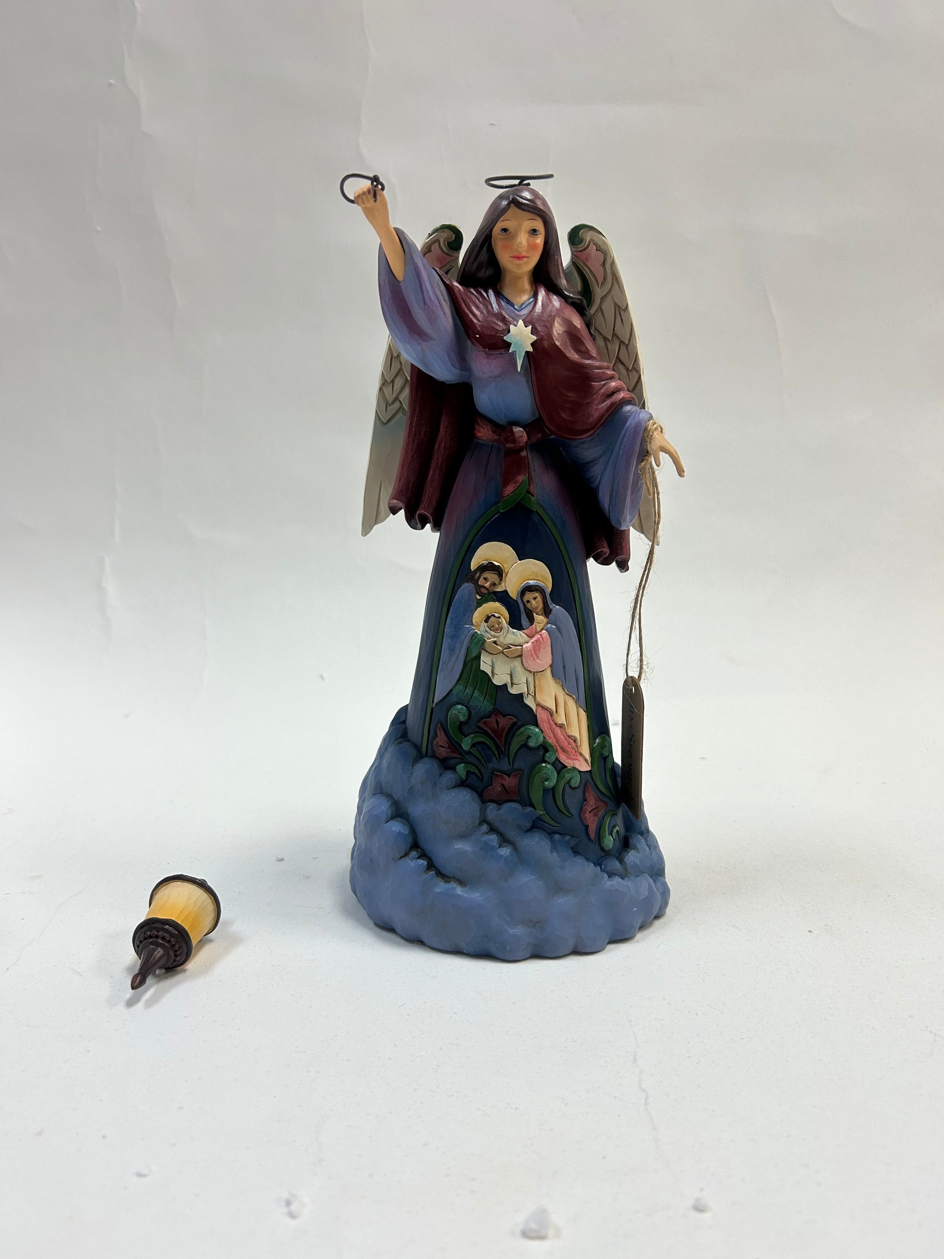 DAMAGED - He Is The Light Of The World - Nativity Angel Holding Lantern - Country N More Gifts