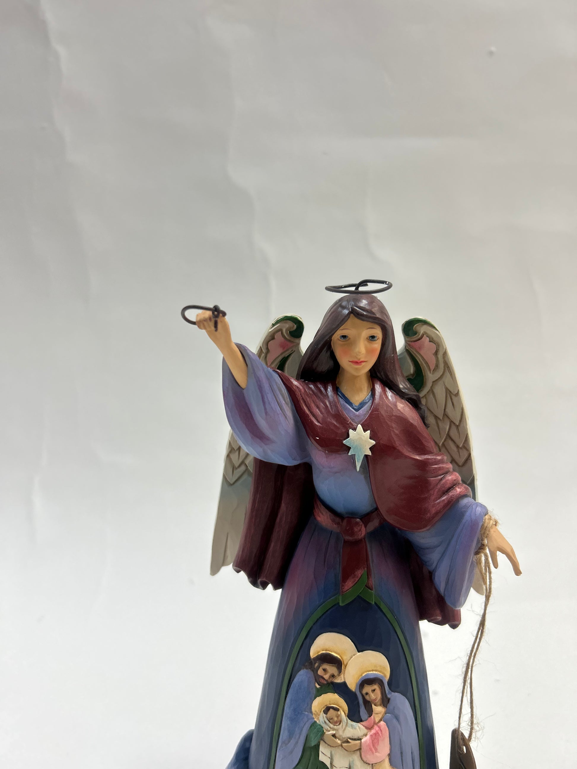 DAMAGED - He Is The Light Of The World - Nativity Angel Holding Lantern - Country N More Gifts