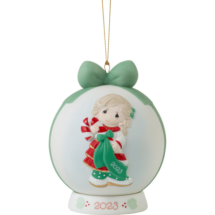 2023 Sweet Christmas Wishes Dated Girl Ball Ornament