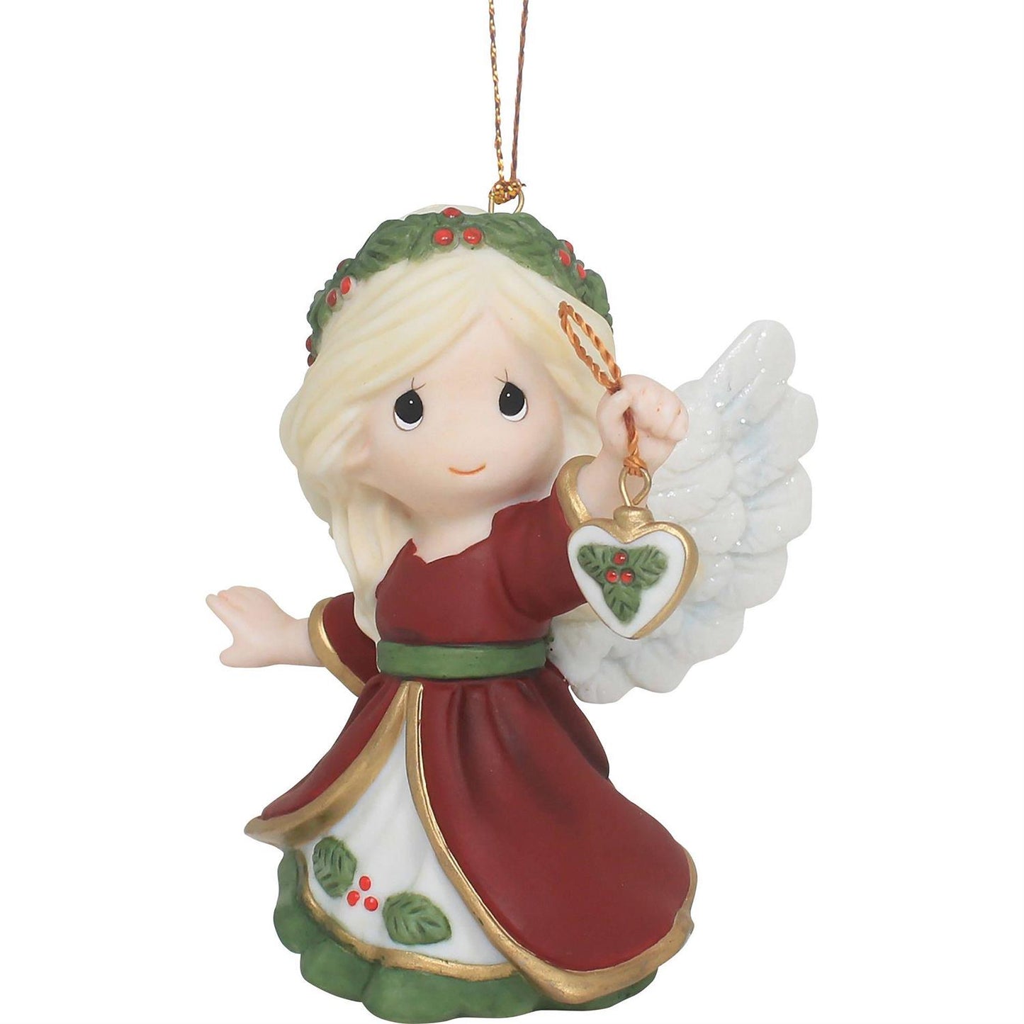 Heartfelt Christmas Wishes - Annual Angel With Heart Hanging Ornament - Country N More Gifts