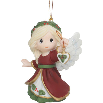 Heartfelt Christmas Wishes - Annual Angel With Heart Hanging Ornament - Country N More Gifts