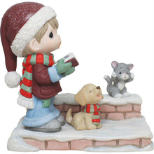 Make A Joyful Noise - Boy Caroling with Dog and Cat Figurine