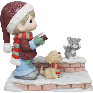 Make A Joyful Noise - Boy Caroling with Dog and Cat Figurine - Country N More Gifts
