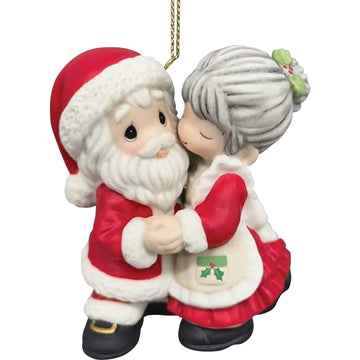 Merry Kiss-mas Sweetie - Santa & Mrs. Claus Kissing Ornament - Country N More Gifts