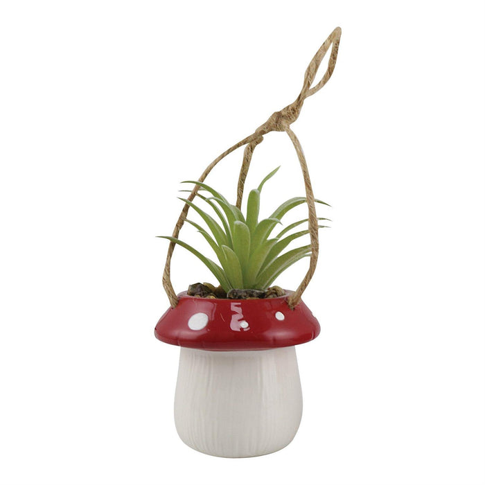 Mushroom Hanging Planter w/Plant