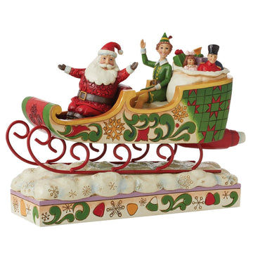 Buddy Elf with Santa in Sleigh  - Country N More Gifts