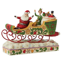 Buddy Elf with Santa in Sleigh  - Country N More Gifts