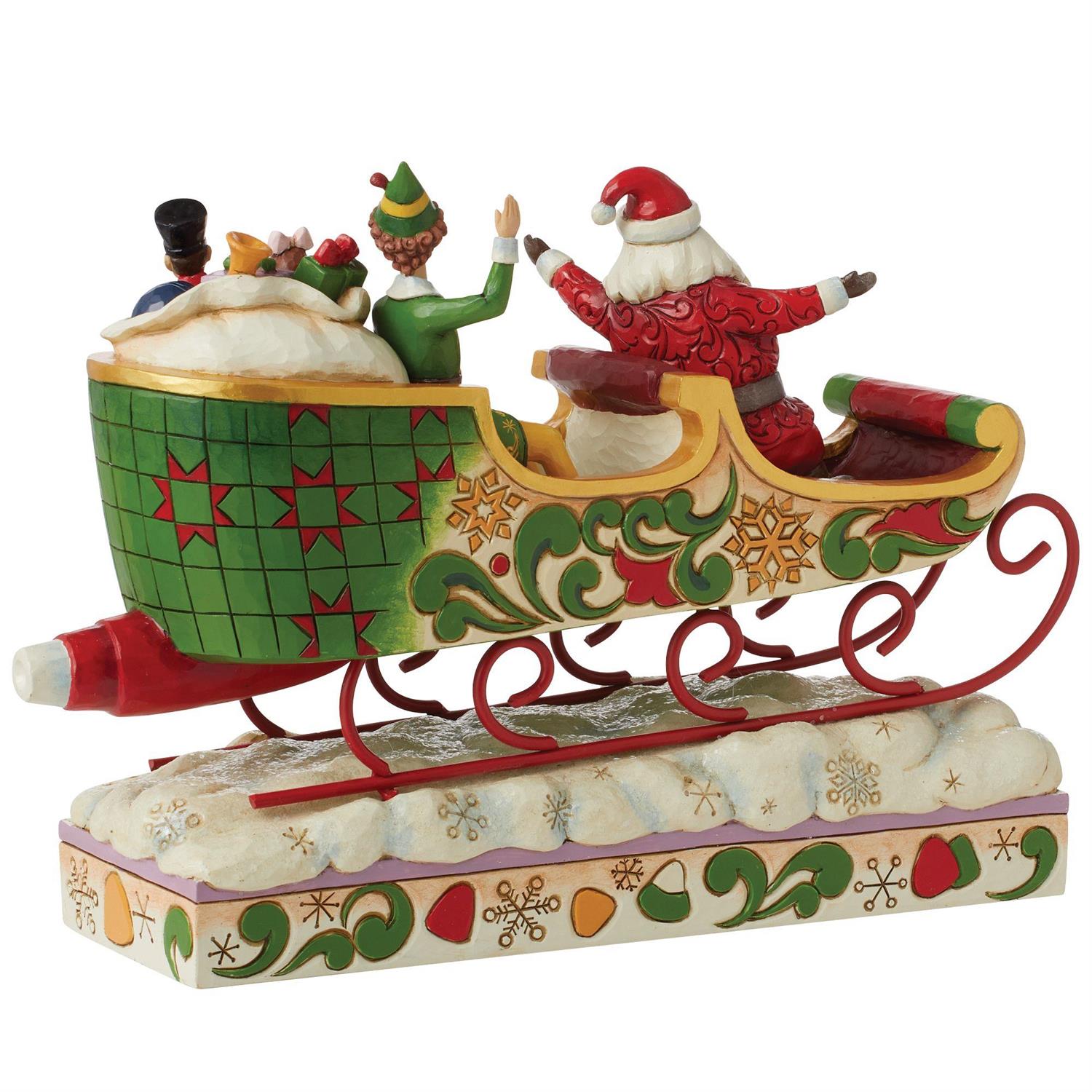Buddy Elf with Santa in Sleigh  - Country N More Gifts