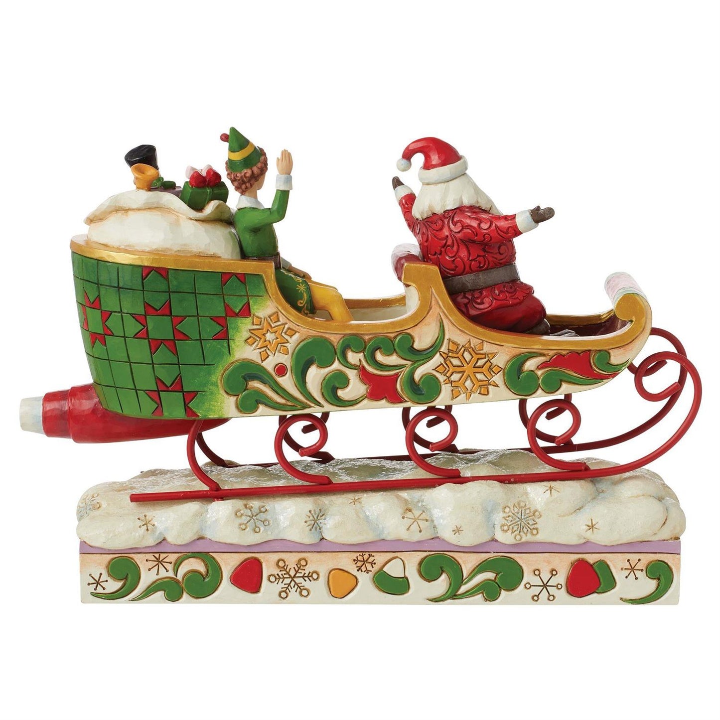 Buddy Elf with Santa in Sleigh  - Country N More Gifts
